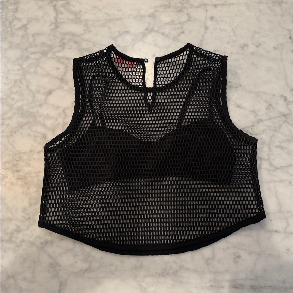 Black Mesh Top & Bralette Set